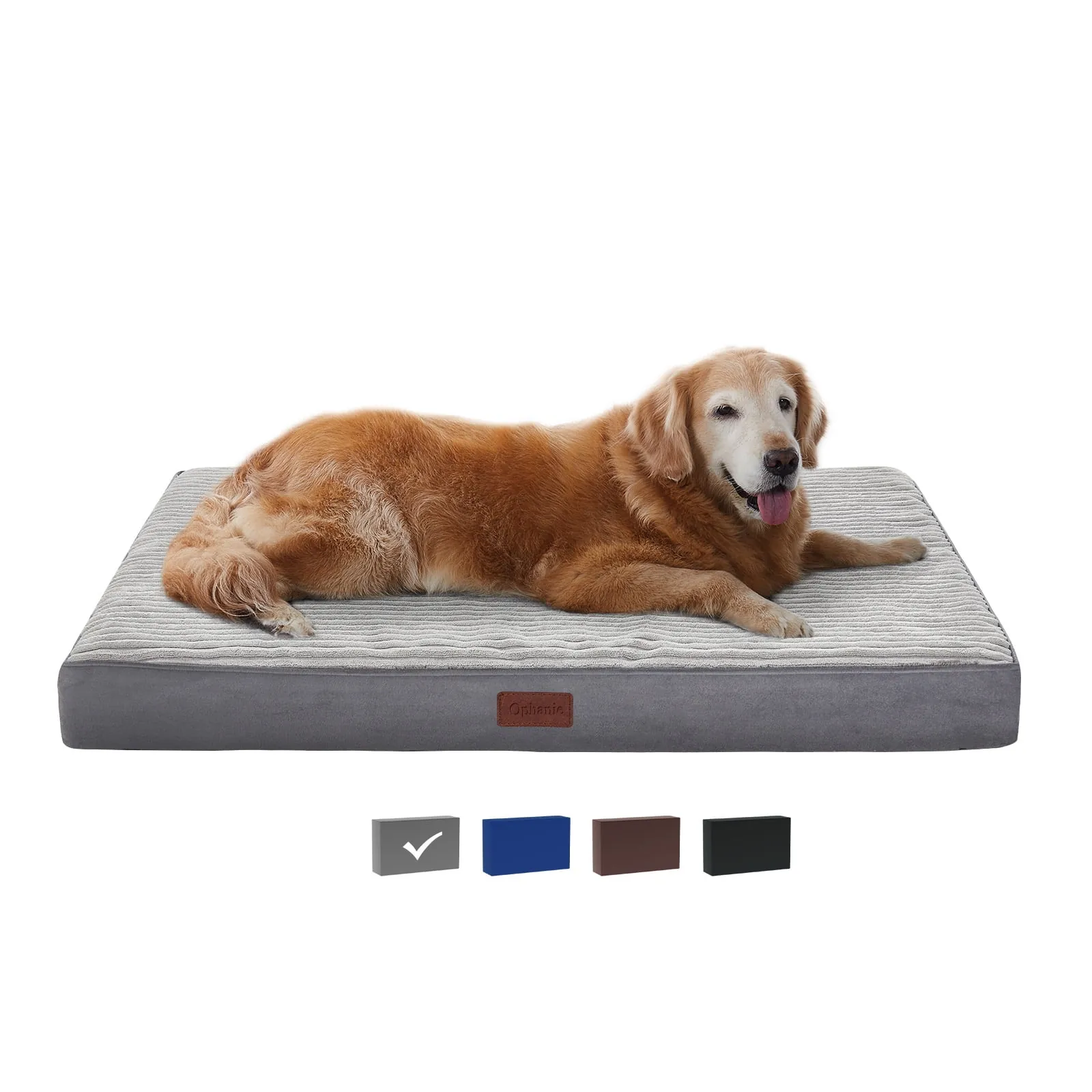 Ophanie Orthopedic Dog Bed for Large Dogs with Washable Cover, Non-Slip Bottom and Waterproof Liner, 35 x 22 x 3.5 in, Gray