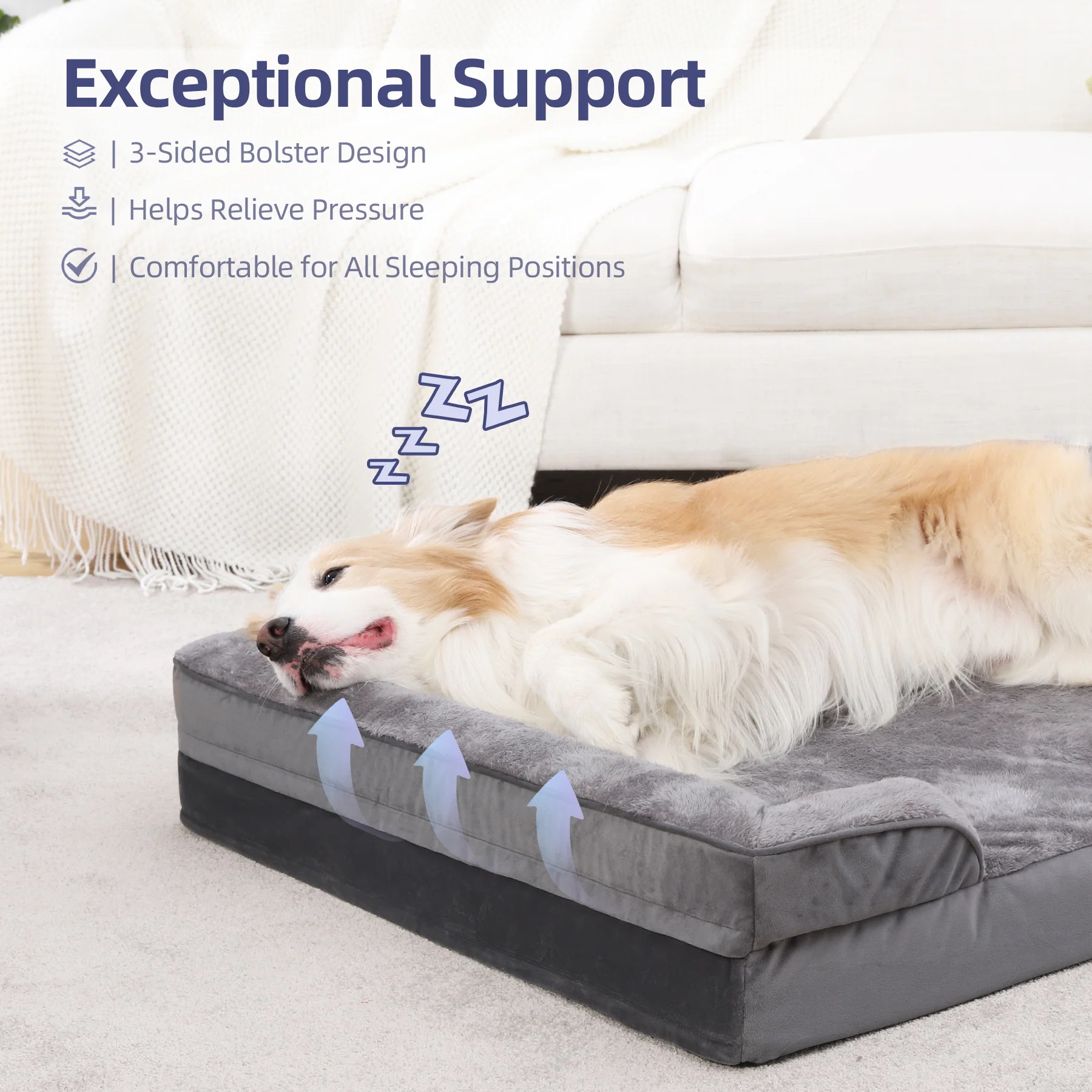 KSIIA Washable Pet Couch Bed for Extra Large Dogs, 40 x 32 in, Orthopedic Foam with Waterproof Cover